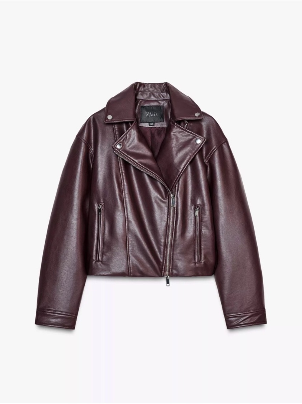 Zara Faux Leather Cropped Biker Jacket